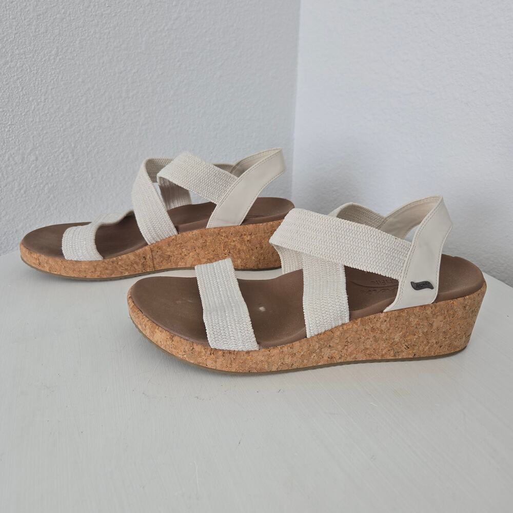 Skechers Arch Fit Beverlee Love Stays White Wedges Slingback Sandals Size 10 - Picture 2 of 10